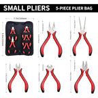 Mini Pliers Set 5 PCS Jewelry Plier Includes Long Nose,Wire Plier,pointed nose, Pliers with Grip Cutting Tools Set for DIY & Jewelry Making Supplies Repair