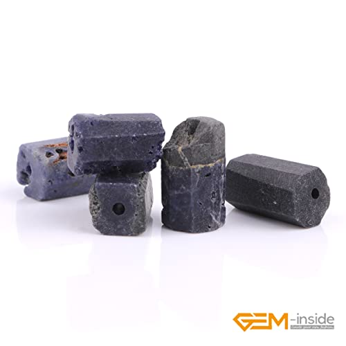 GEM-Inside 28Pcs 8x12mm Natural Blue Sapphire Quartz Gemstone Faceted Freeform Tube Column Chakra Beads for Jewelry Making Full 15" Strand Power Energy Healing Stone - color: Blue Sapphire