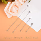 Necklace Extender, 4Pcs 925 Sterling Silver Necklace Extenders Chain Bracelet Anklet Extension for Women Multiple Necklaces Jewelry (1”, 2”, 3”, 4”) - color: Silvery