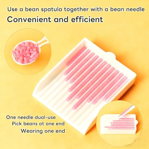 2.6mm Mini Fuse Beads Tray Set, 4-in-1 Picking Tool Kit with Single Needle Tweezer & Spoon for Perler Beads, Arts and Crafts Supplies (White) - color: white