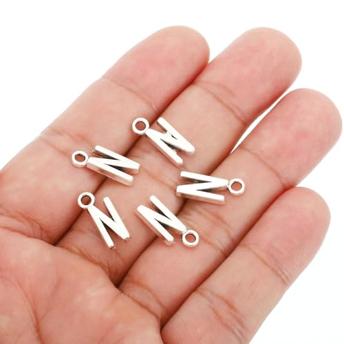 PATIKIL Letter Charm, 50pcs Alphabet Initial Pendant Charm Bulk DIY for Jewelry Making Bracelets Earrings Necklace - style: N