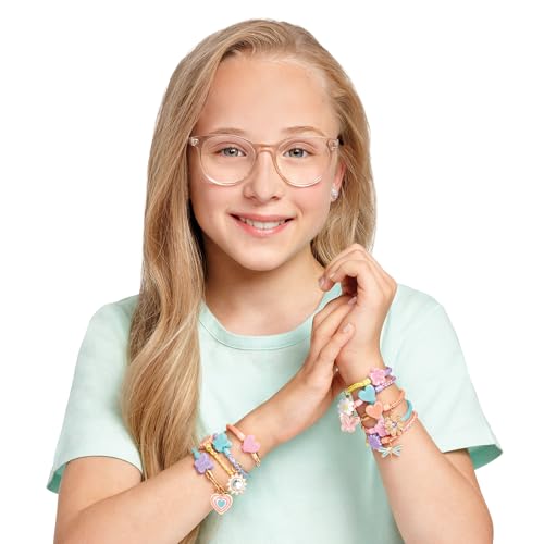 Make It Real: Linked Looks - 48pc DIY Bracelet Kit, Pastel Charms & Connectors, Mix & Match Styles, Cord Bracelet Jewelry Craft Set, Girls & Kids 6+
