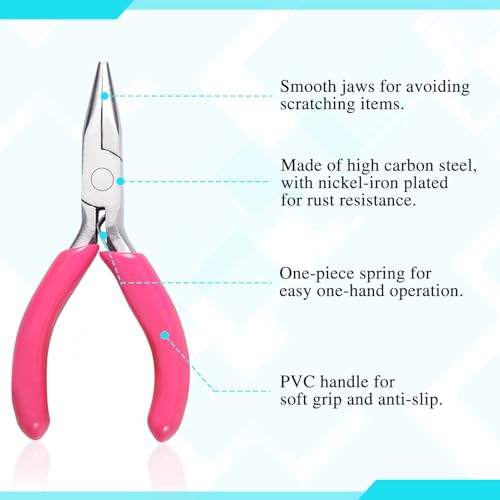 SPEEDWOX Mini Long Nose Pliers 3" Chain Nose With Pink PVC Handle for Jewelry Making, Wire Wrapping, Beading, DIY Craft and Hobby Supplies - style: 3" Long Nose Pliers