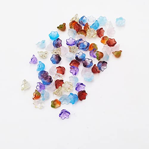 INSPIRELLE 100pcs Flower Crystal Glass Bead Caps Lily of the Valley Beads for Jewelry Making and DIY Craft Accessories (Mixed, 11 * 11 * 7mm) - color: Lily of the Valley