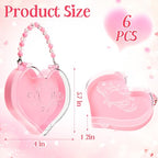 Youyole 6 Pcs Mother's Day Small Heart Box Containers with Handle Reusable Plastic Gift Bag Portable Jewelry Organizer for Flower Gifts Candy Snack Food Party Favor(Pink)