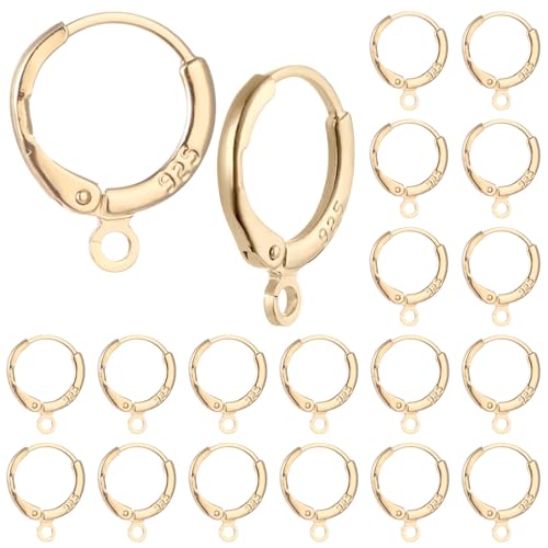 20 Pcs Gold Plated Earring Hooks Small Round Earring Hoops with Loops Jewelry Making Supplies for DIY Dangle Earring Making - color: Gold