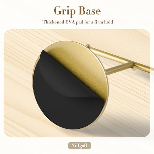 niffgaff T Bar Purse Display Stand Tabletop: Adjustable Height Handbag Holder, Countertop Hanging Rack for Long Necklace Scarf Lanyard, Gold - color: Gold