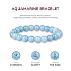 Crystal Vibe 8mm Beaded Bracelets For Women Men - Healing Crystal Bracelet - Adjustable Size - color: aquamarine