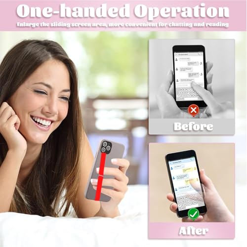TEAMOLA Silicone Phone Grip Strap - Red 230 Phone Hand Strap Holder with Loop for Cell Phones, iPhone Grip, Finger Holder & Back of Phone Grips, Secure Anti-Slip Grip(3 Packs) - color: 230，3 Red