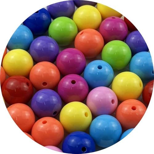 40pcs Acrylic Round Beads for Crafts 16mm Resin Candy Color Spacer Beads with Hole for Jewelry Making Sewing Crafts Decoration Necklaces Bracelets Earrings Supplies(Dark Mix Colors) - color: Dark Mix Colors, size: 16mm