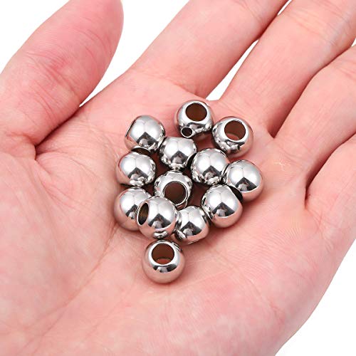 BEADIA Stainless Steel Spacer Beads 10x8mm Round Loose Charm Caps Beads for DIY Jewelry Making 20pcs with 4.5mm Hole - color: 10x8mm 4.5mm