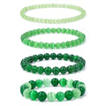 Vinswet 4pcs Beaded Bracelets for Women,Natural Healing Crystal Gemstones Bracelet,Anxiety Stress Relief Bracelet Handmade purple Jewelry Gifts for Women - color: Light green cat eyes&Dark green cat eyes&Green jade