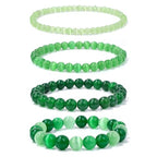 Vinswet 4pcs Beaded Bracelets for Women,Natural Healing Crystal Gemstones Bracelet,Anxiety Stress Relief Bracelet Handmade purple Jewelry Gifts for Women - color: Light green cat eyes&Dark green cat eyes&Green jade