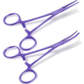BBTO Hemostat Curved and Straight Hemostat Forceps Piercing Pliers Forceps, Stainless Steel Straight and Curved Pliers, Fishing Tweezer(Lilac,2 Pcs) - color: Lilac