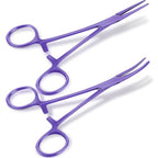 BBTO Hemostat Curved and Straight Hemostat Forceps Piercing Pliers Forceps, Stainless Steel Straight and Curved Pliers, Fishing Tweezer(Lilac,2 Pcs) - color: Lilac