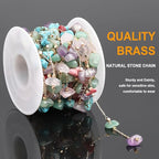 KYUNHOO 16.4FT Colorful Natural Stone Chain Links Gold Plated Brass Chain for Necklace Thin Paperclip Chain Roll with Lobster Clasps Jump Rings Jewelry Making Supplies - color: Natural Stone-Colorful