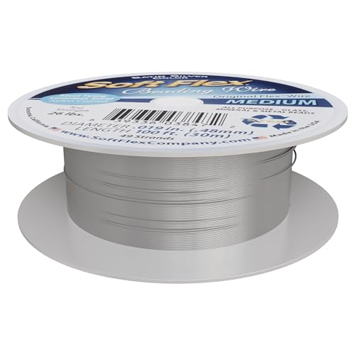 Soft Flex 49 Strand Beading Wire, Medium 0.019 Diameter, 100 Feet, Premium Nylon Coated Jewelry Wire for Bracelets, Necklaces and Beading Projects - Made in the USA - style: Satin Silver