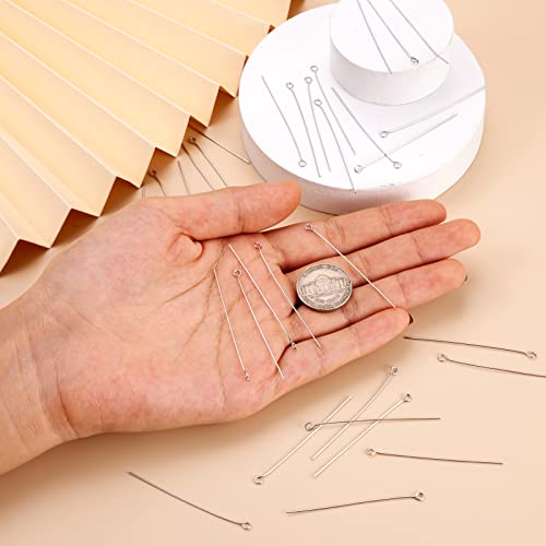 Pandahall 100pcs 22 Gauge Stainless Steel Open Eyepins 2 Inch (50mm) Eye Pins for DIY Jewelry Making