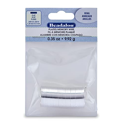 Beadalon Memory Wire, Flat, Ring, Silver Plated, Approx. 33 coils - color: Silver, size: Ring