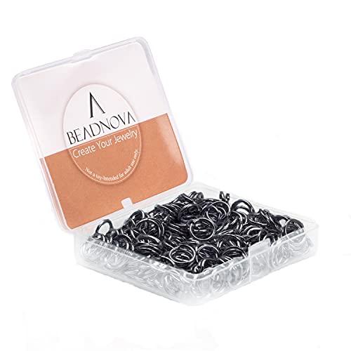 BEADNOVA 10mm Jump Rings Gun Black Jewelry Jump Rings for Jewelry Making Accessories Makings for Keychains (300Pcs) - color: Black, size: 10mm