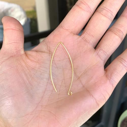 Adabele 100pcs Hypoallergenic Long V Shape Marquise Earring Hooks 45mm 18K Yellow Gold Plated Ear Wire (0.7mm/21 Gauge) DIY Craft Earrings Jewelry Making247-2 - color: Gold