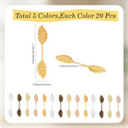 SUNNYCLUE 1 Box 100Pcs 5 Colors Glue On Leaf Bails Brass Pendant Bail Gold Silver Antique Bronze Metal Leaves Shaped Pinch Basic Cabochon Charm Tray for Jewelry Making Pendants DIY Craft Findings