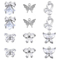 SUNNYCLUE 1 Box 12Pcs 6 Styles Silver Butterfly Charm Cubic Zirconia Micro Pave Brass Bowknot Mini Insect Pendants Glass Crystal CZ Stone Beads for Jewelry Making Charms DIY Bracelets Supplies - color: 1 Box 12Pcs Silver Tone Butterfly Charms
