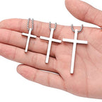 IEFSHINY Gifts for Men Boys - Stainless Steel Cross Pendant Chain Necklaces for Men, Mens 16-30 Inches Chain Gold Silver Black Cross Necklace Boys Jewelry Gifts - size: 22, style: Silver-cross pedant 0.7"*1.18"