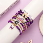 FAERLIIRY Halloween Bracelets for Women Preppy Heishi Bracelets HOCUS POCUS SPOOKY Letter Stack Vinyl Disc Beads Surfer Stretch Bracelet Halloween Cosplay Jewelry Gifts - style: SPOOKY BOO