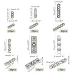 PH PandaHall 160pcs Rectangle Spacer Bar Beads, 6 Styles Tibetan Antique Silver Beads 3 4 6 Hole Multi Strand Connector Link End Bar for Layered Bracelets Necklaces Jewelry Making