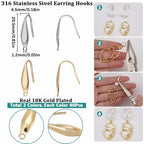 SUNNYCLUE 1 Box 80Pcs Earring Hooks Stainless Steel Ear Wires Fish Hooks 18K Gold Plated Metal Earring Findings Earring Hook with Loops Wide French Earring Hooks for Jewelry Making Supplies Women - color: 80pcs 18k Gold Plated & Stainless Steel Drop Shape