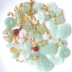 50Pcs Inlaid Alloy Imitation Jade Beads Accessories for DIY Jewelry Crafts Making,Assorted Shaped Spacer Charms Beads with Hole for DIY Necklace Bracelet Earrings Crafts Jewelry Making Kits