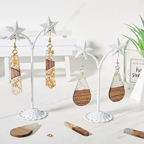 Beadthoven 88pcs Glittery Resin Wood Pendants Earrings Making Kit Gold Foil Wooden Earring Blanks Teardrop Rectangle Geometry Wood Earring Charms for Jewelry Making with Earring Hooks Jump Rings - color: 0Gold Silver Foil