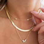 Mothers Day Gifts - Dainty Silver Gold Necklaces for Women Cute Station Choker Simulated Diamond Necklace Simple Layering CZ Necklace Trendy Jewelry Gifts - color: Gold, style: 5pcs Round CZ-Cable Chain