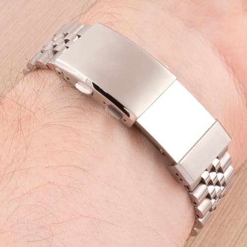StrapHabit Quick Adjust Ratcheting Deployant Watch Clasp Buckle - Stainless Steel Deployment for Stainless Steel Bracelets - color: Silver, size: 20mm