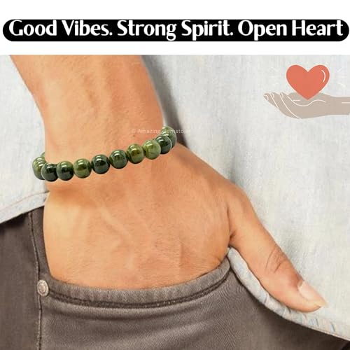 Amazing Gemstone Chrome Diopside Bracelet, Gifts For Men & Women - Protection Healing Crystal Bracelet - 8mm Gemstone Beaded Adjustable Bracelet, Pulseras Para Hombres Mujer Stocking Stuffers - color: Chrome Diopside