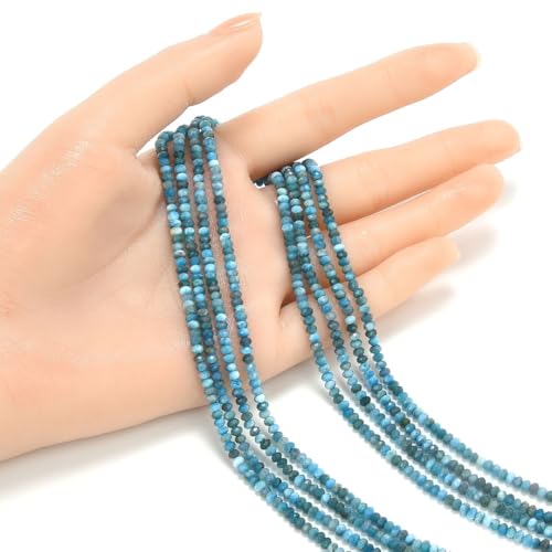 Adabele 15 Inch Natural Blue Apatite Healing Gemstone 3mm x 2mm Tiny Small Faceted Round Rondelle Loose Beads Stone Spacer (120-130pcs) for Craft Jewelry Making GK-A8 - color: Blue Apatite, size: 3mm x 2mm - 15 inch/1 strand