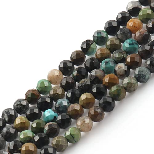 Song Xi 120pcs 3mm Natural African Turquoise Gemstone Beads Faceted Round Loose Stone Beads for Jewelry Making - color: African Turquoise, size: 2.8-3.3mm