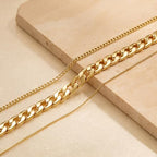Tewiky Layered Necklaces for Women Non Tarnish- Chunky 14k Gold Plated Herringbone/Snake/Rope/Box/Cuban Link Chain for Women Waterproof Layering Stack Choker Necklace Trendy Dainty Tarnish Free Jewelry Set - color: 3 Chunky cuban/box-Gold
