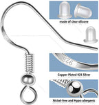 Hypoallergenic Earring Hooks 150 PCS/75 Pairs, Silver Plated Ear Wires Fish Hooks,500pcs Earring Making Kit with Jump Rings and Clear Silicone Earring Backs Stoppers for DIY Jewelry Making - color: Silver,Gold, size: 500pcs