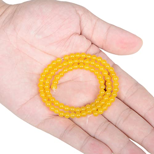 AD Beads Natural Gemstone Round Loose Beads 15" for Bracelet Necklace Earrings Jwelery Making Crafts DIY (4mm, Yellow Jade) - color: Yellow Jade, size: 4mm