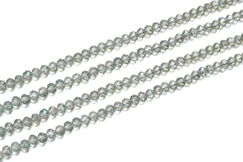 500pcs Czech Faceted Rondelle Crystal Glass Loose Beads 4mm Small Tiny Spacer Bulk Light Green Shimmer for DIY Craft Jewelry Making CCR440 - color: Light Green Shimmer, size: 4mm (0.16") - 500pcs