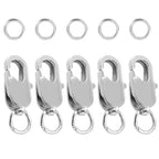 5Pcs Lobster Claw Clasp with Jump Ring, 18K Gold Jewelry Clasps for Necklace, Bracelets(Silver) - color: silver, size: 5