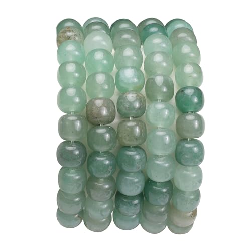 BEADIA Natural Green Aventurine Jade Flat Cut Round Drum Stone 8mmx7mm Loose Semi Gemstone Beads for Jewelry Making 38cm - color: Green Aventurine