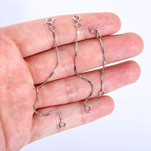 3 Pcs 925 Sterling Silver Box Chain Necklace Extenders | Durable Strong Removable Necklace Bracelet Anklet Extension Jewelry Making Chains (2 3 4 Inch, 0.8/1mm) - style: 1mm