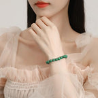 MAIBAOTA Healing Crystal Bracelet for Women Men, 8/4 mm Natural Stone Beaded Bracelets, Jewelry Birthday Gifts, Round Gemstones Stretch Bracelets - color: Green-Malachite, size: 8 mm