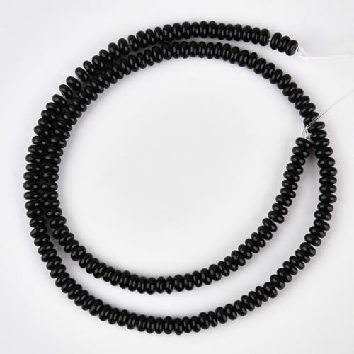 170pcs 4x2mm Natural Black Onyx Disk Rondelle Spacer Agate Stone Semi Precious Gemstone Loose Beads for Jewelry Making 15 Inch - color: Black Onyx