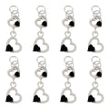 FASHEWELRY 15Pcs Crystal Rhinestone Heart Pendants, Hollow Heart Alloy Dangle Charms Black Glass Love Charms Platinum for DIY Valentine's Day Necklace Earring Jewelry Making - color: Heart-Black