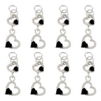 FASHEWELRY 15Pcs Crystal Rhinestone Heart Pendants, Hollow Heart Alloy Dangle Charms Black Glass Love Charms Platinum for DIY Valentine's Day Necklace Earring Jewelry Making - color: Heart-Black