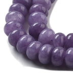 1 Box 2 Strands 148PCS 5X8MM Dark Purple Natural White Jade Dyed Beads with Hole Abacus Disk Gemstone Rondelle Stone Loose Spacer Charms Bead for Jewelry Making Bracelet DIY Craft Supply - color: Purple, size: 148pcs